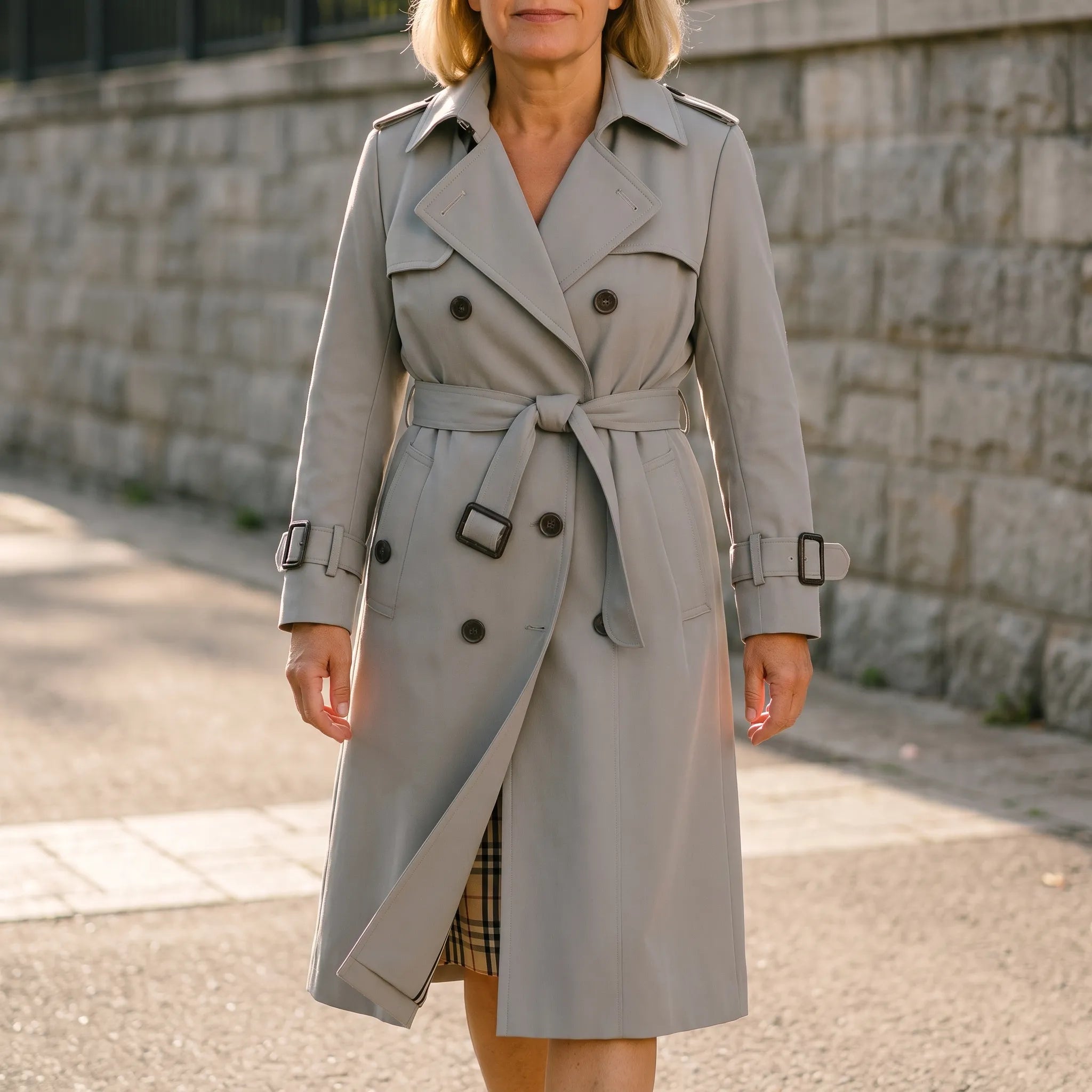 Vantano  - Double-Breasted Long Trench Coat Daily Commutes