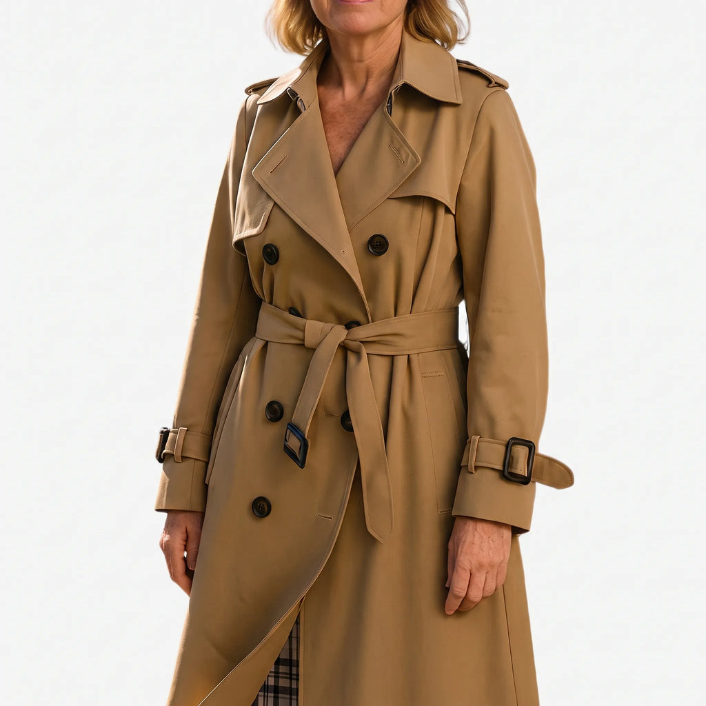 Vantano  - Double-Breasted Long Trench Coat Daily Commutes