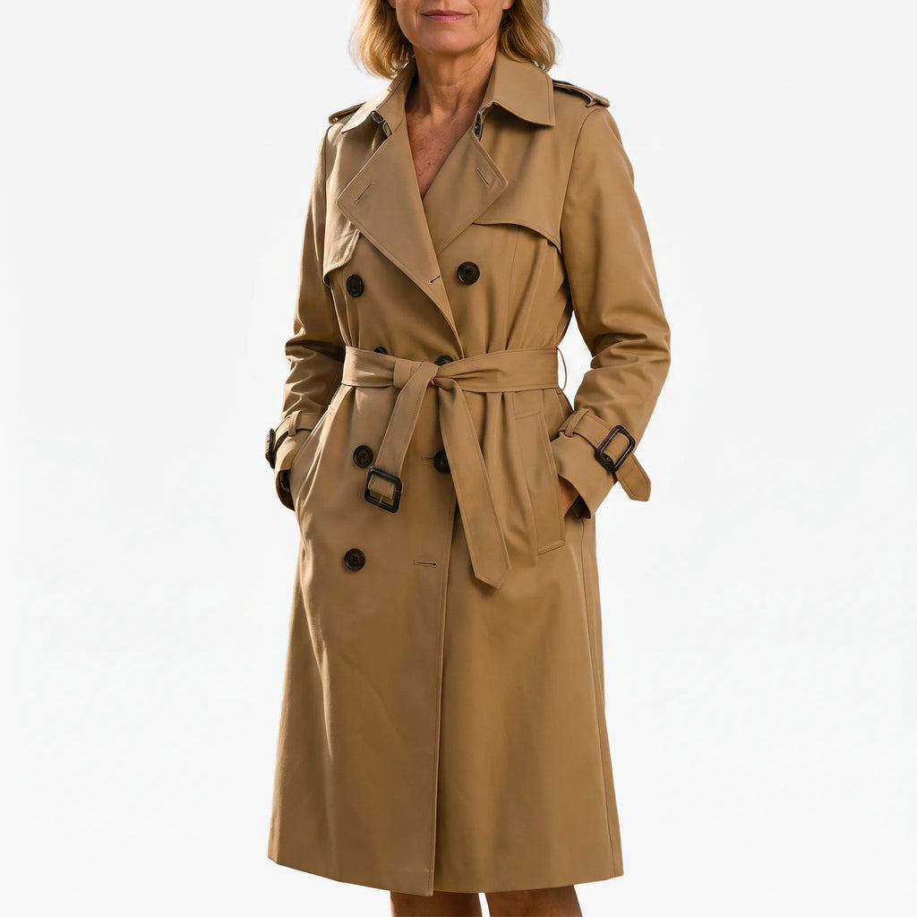 Vantano  - Double-Breasted Long Trench Coat Daily Commutes
