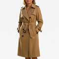 Vantano  - Double-Breasted Long Trench Coat Daily Commutes