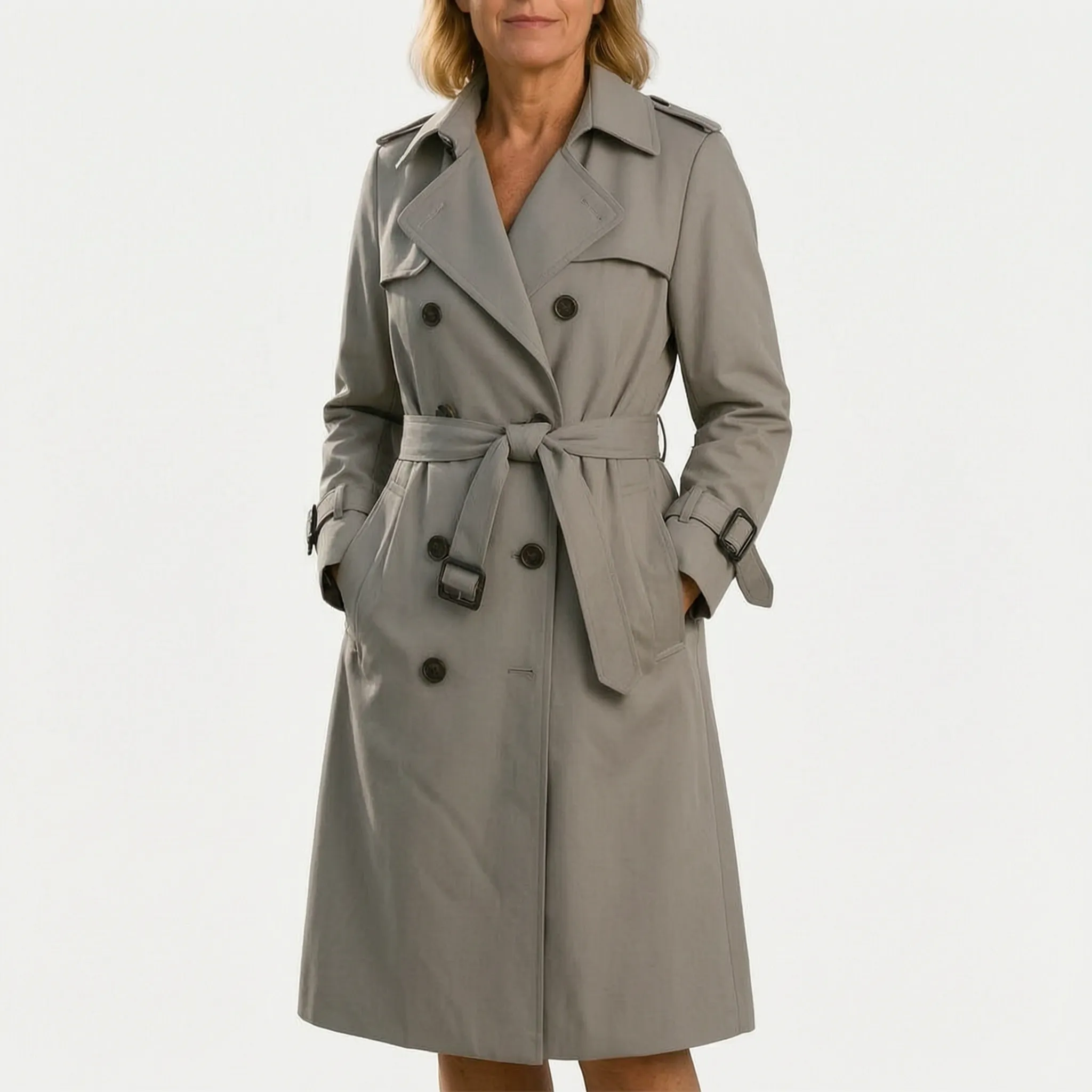Vantano  - Double-Breasted Long Trench Coat Daily Commutes