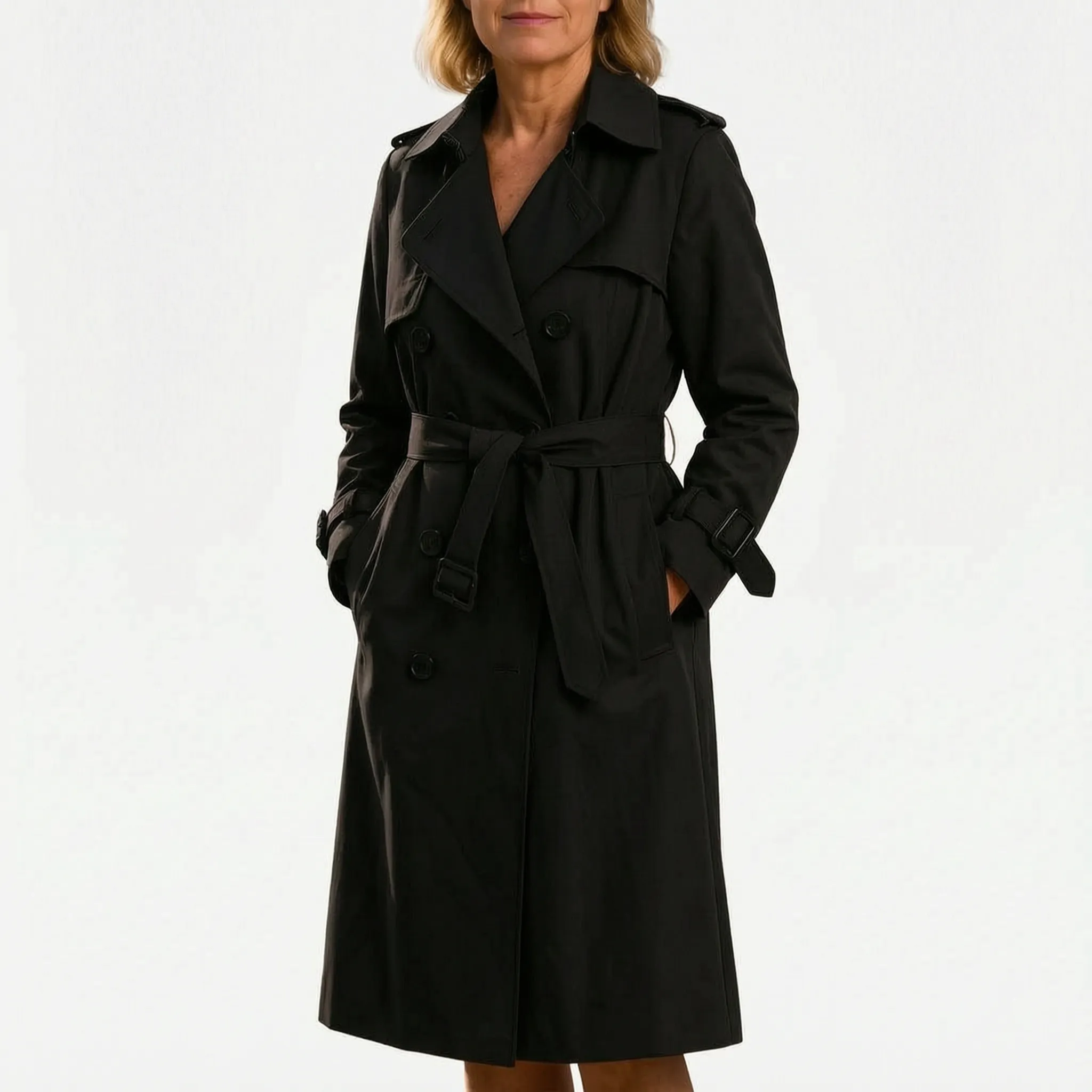 Vantano  - Double-Breasted Long Trench Coat Daily Commutes