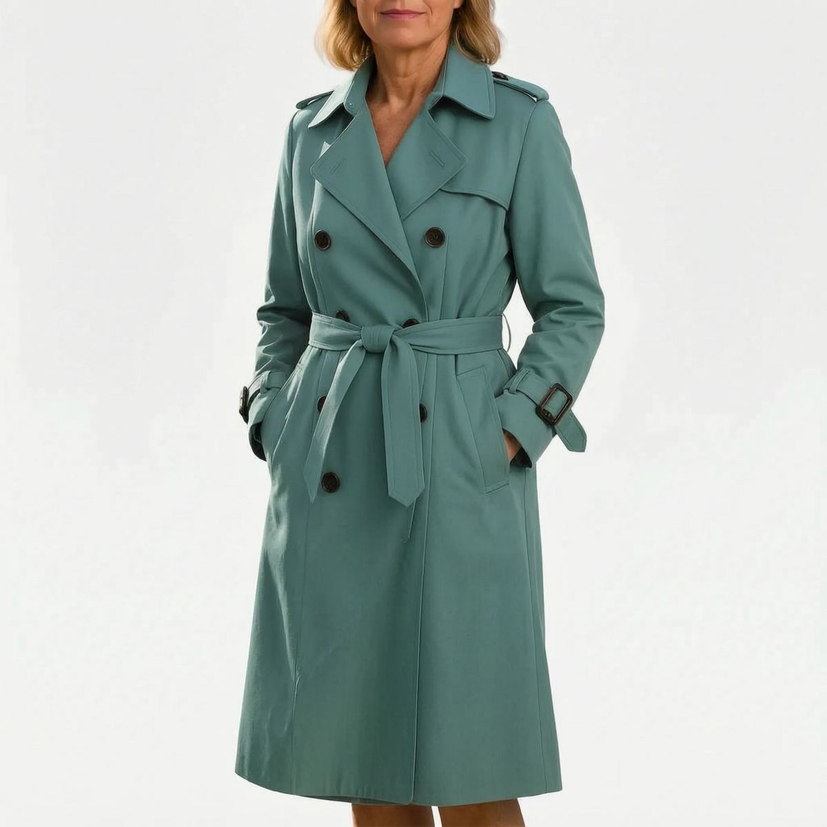 Vantano  - Double-Breasted Long Trench Coat Daily Commutes