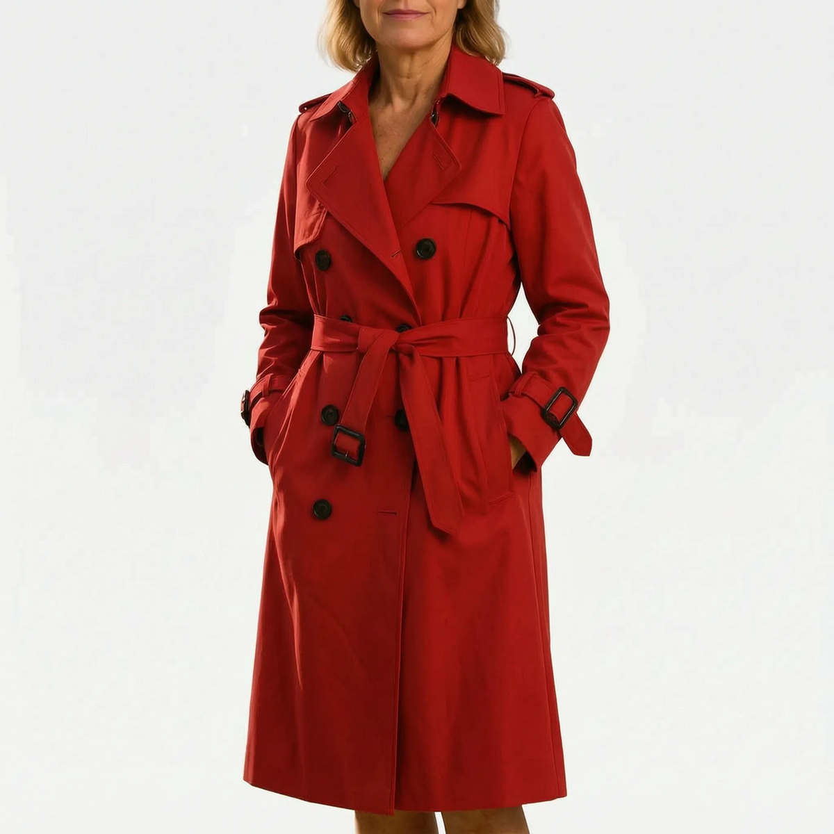 Vantano  - Double-Breasted Long Trench Coat Daily Commutes