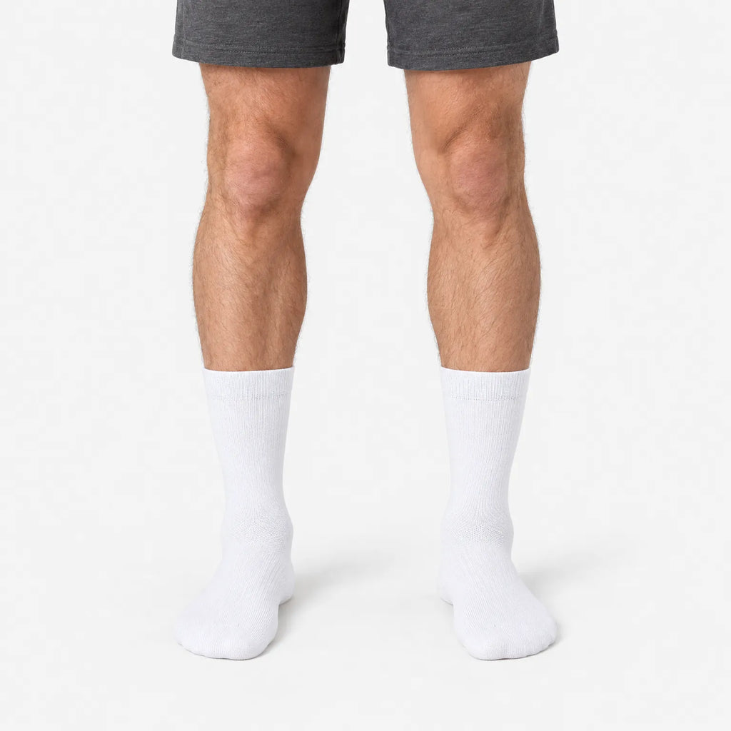 Men's plain ribbed crew socks shown in grey and white