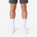 Men's plain ribbed crew socks shown in grey and white
