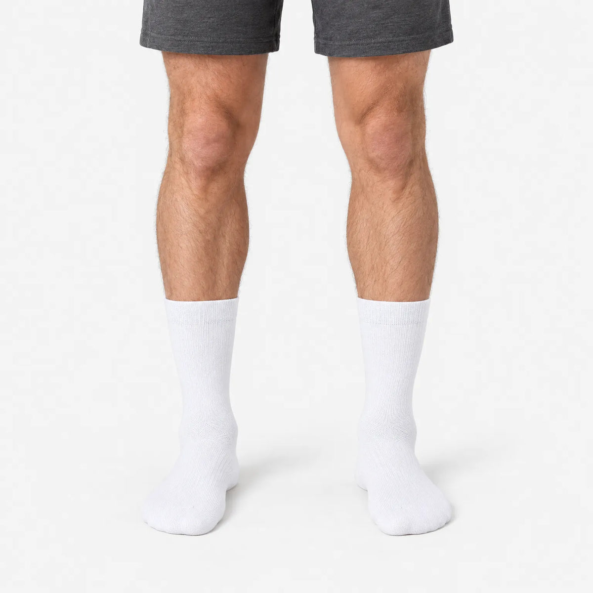 Men's plain ribbed crew socks shown in grey and white