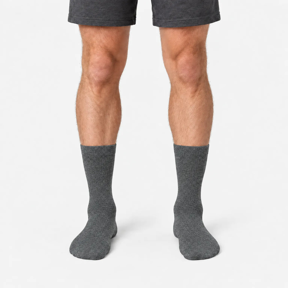 Men's plain ribbed crew socks shown in grey and white