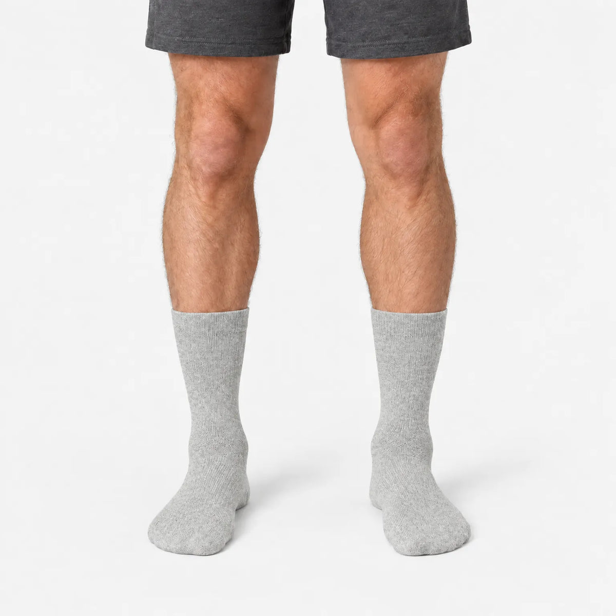 Men's plain ribbed crew socks shown in grey and white