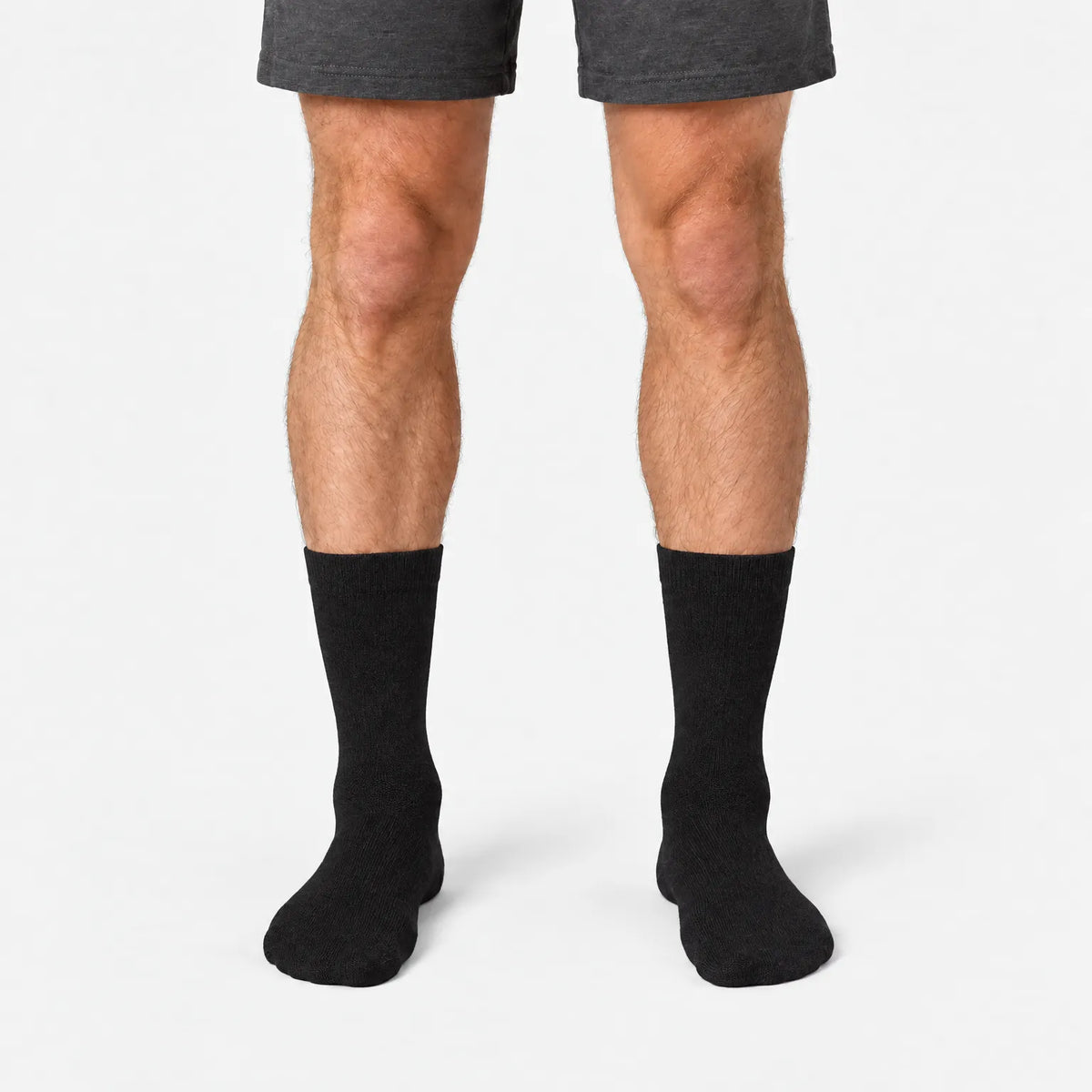 Men's plain ribbed crew socks shown in grey and white