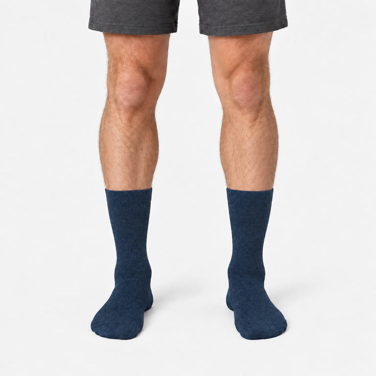 Men's plain ribbed crew socks shown in grey and white