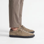 Men's low-top lace-up trainers with textured uppers and flat dark soles
