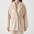 Velvora  - Plush Shawl Collar Short Coat Cooler Day Layering