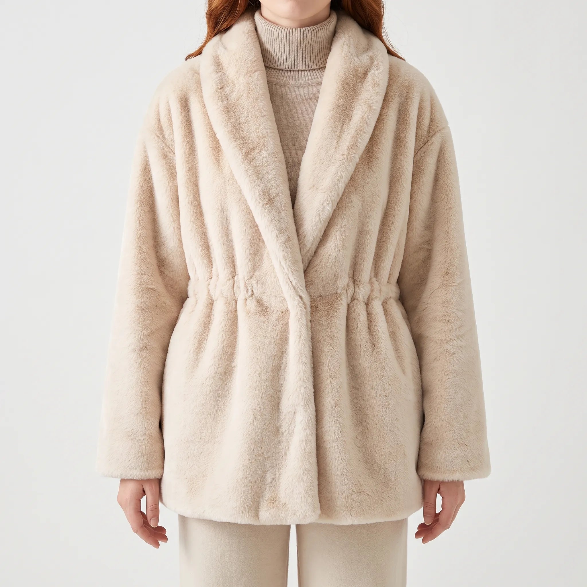 Velvora  - Plush Shawl Collar Short Coat Cooler Day Layering