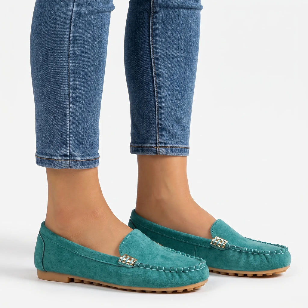 Verdena  - Olive Green Slip-On Womens Loafers Office Wear