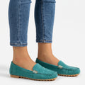 Verdena  - Olive Green Slip-On Womens Loafers Office Wear