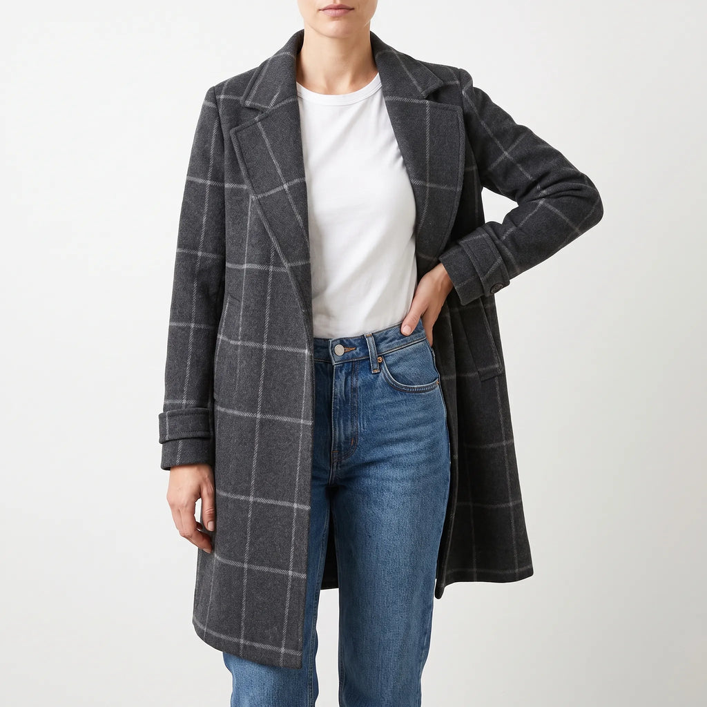 Verdina  - Long Patterned Overcoat Urban Commuting