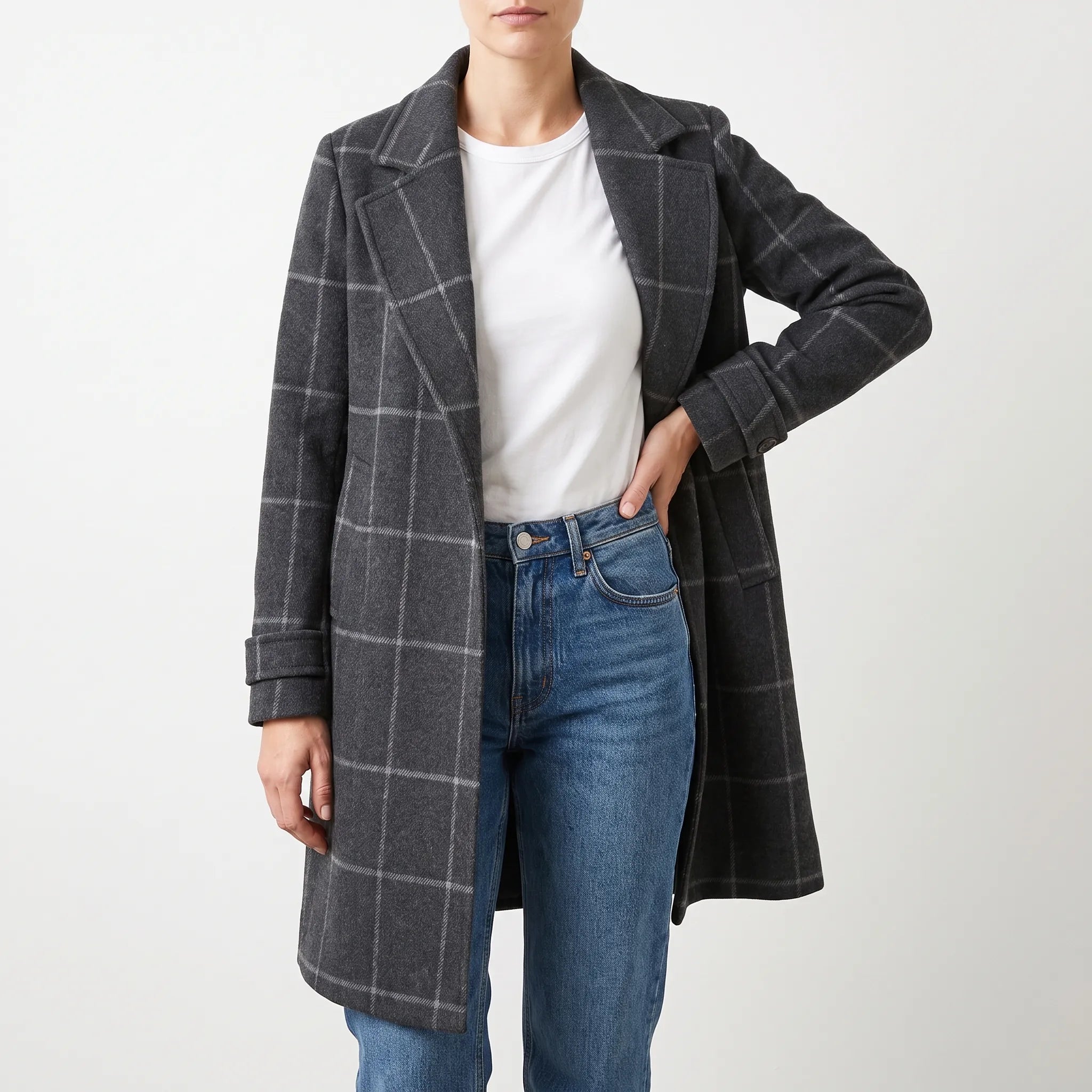 Verdina  - Long Patterned Overcoat Urban Commuting