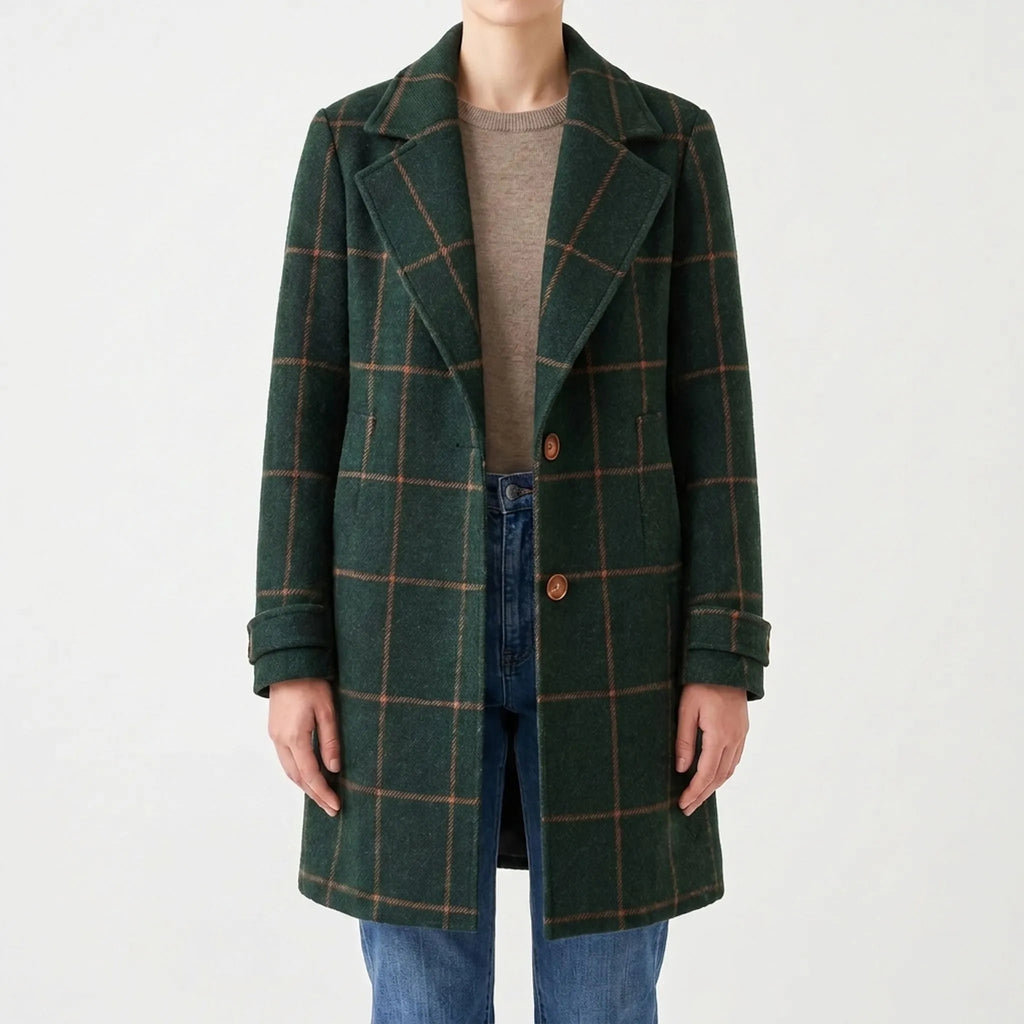 Verdina  - Long Patterned Overcoat Urban Commuting