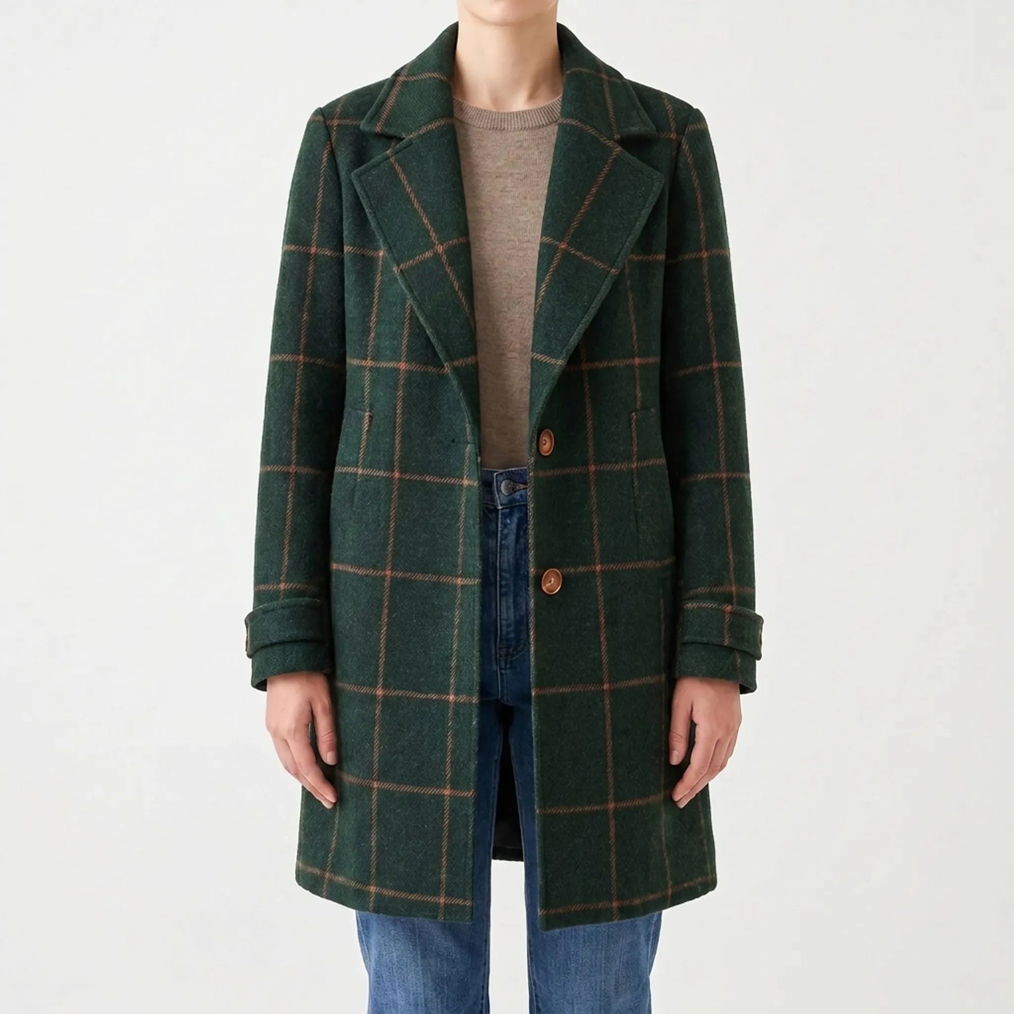 Verdina  - Long Patterned Overcoat Urban Commuting