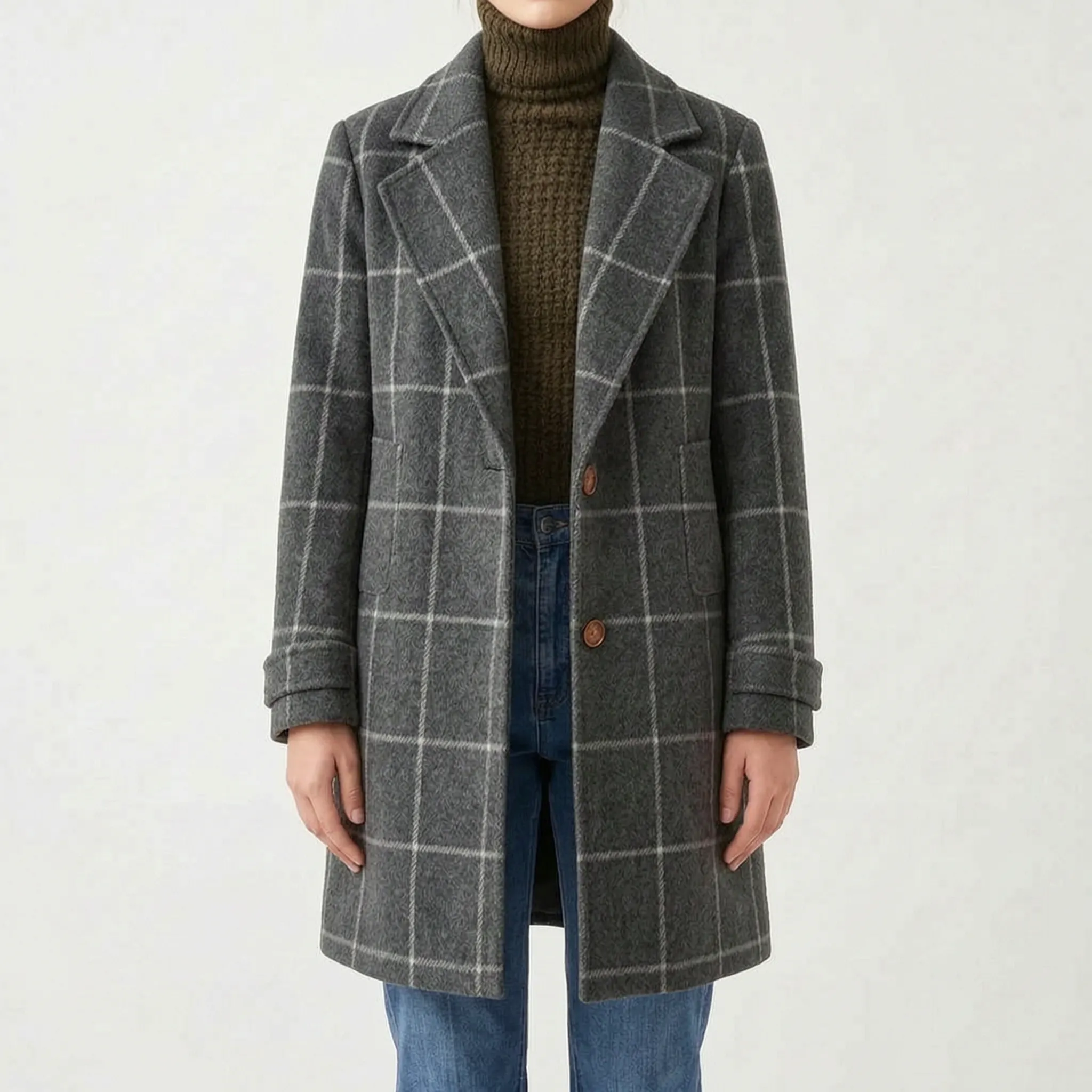 Verdina  - Long Patterned Overcoat Urban Commuting
