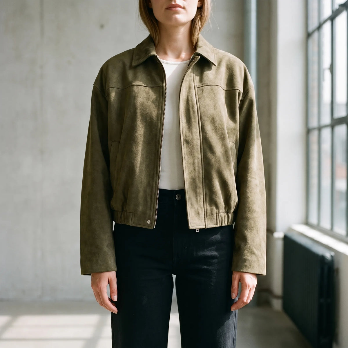 Verdora  - Green Bomber Jacket Woman Casual Daily Wear