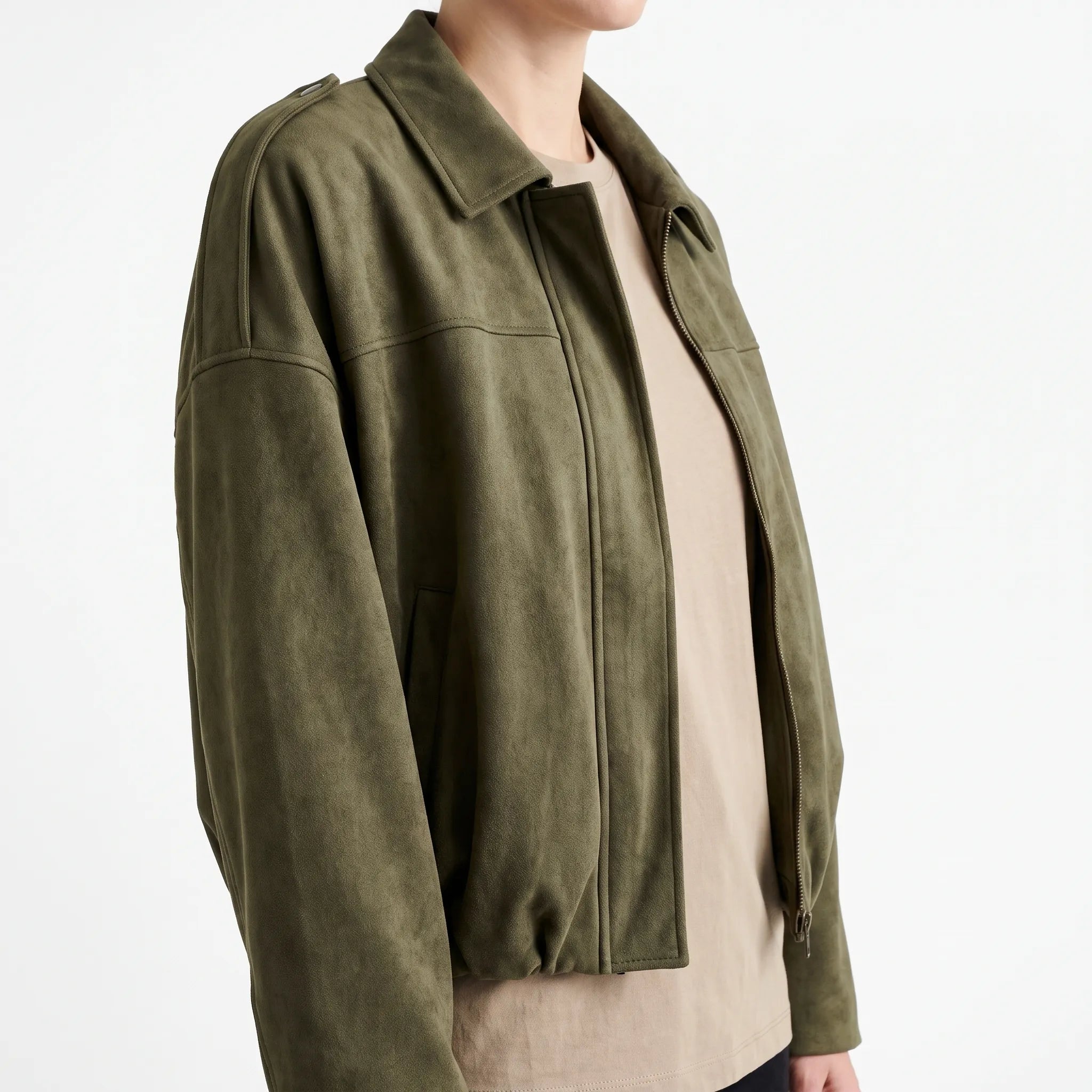 Verdora  - Green Bomber Jacket Woman Casual Daily Wear
