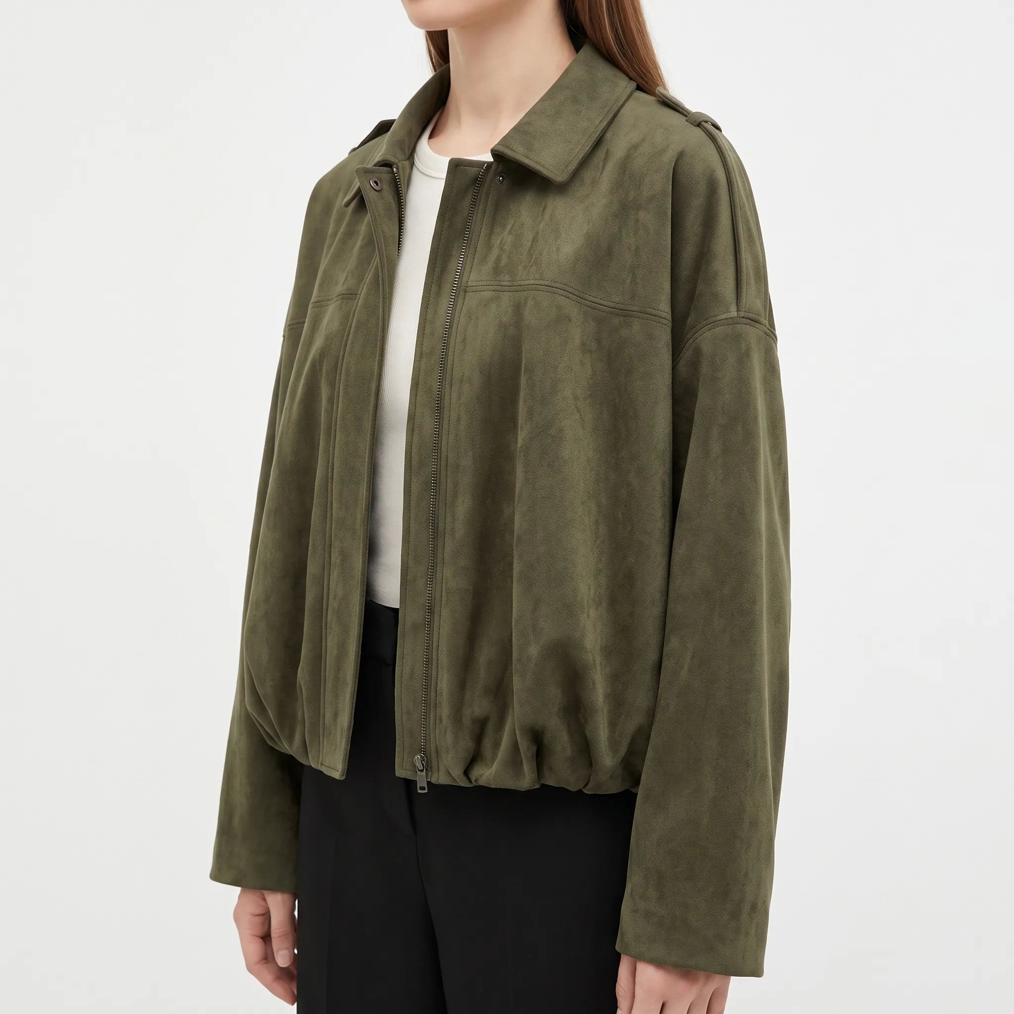 Verdora  - Green Bomber Jacket Woman Casual Daily Wear
