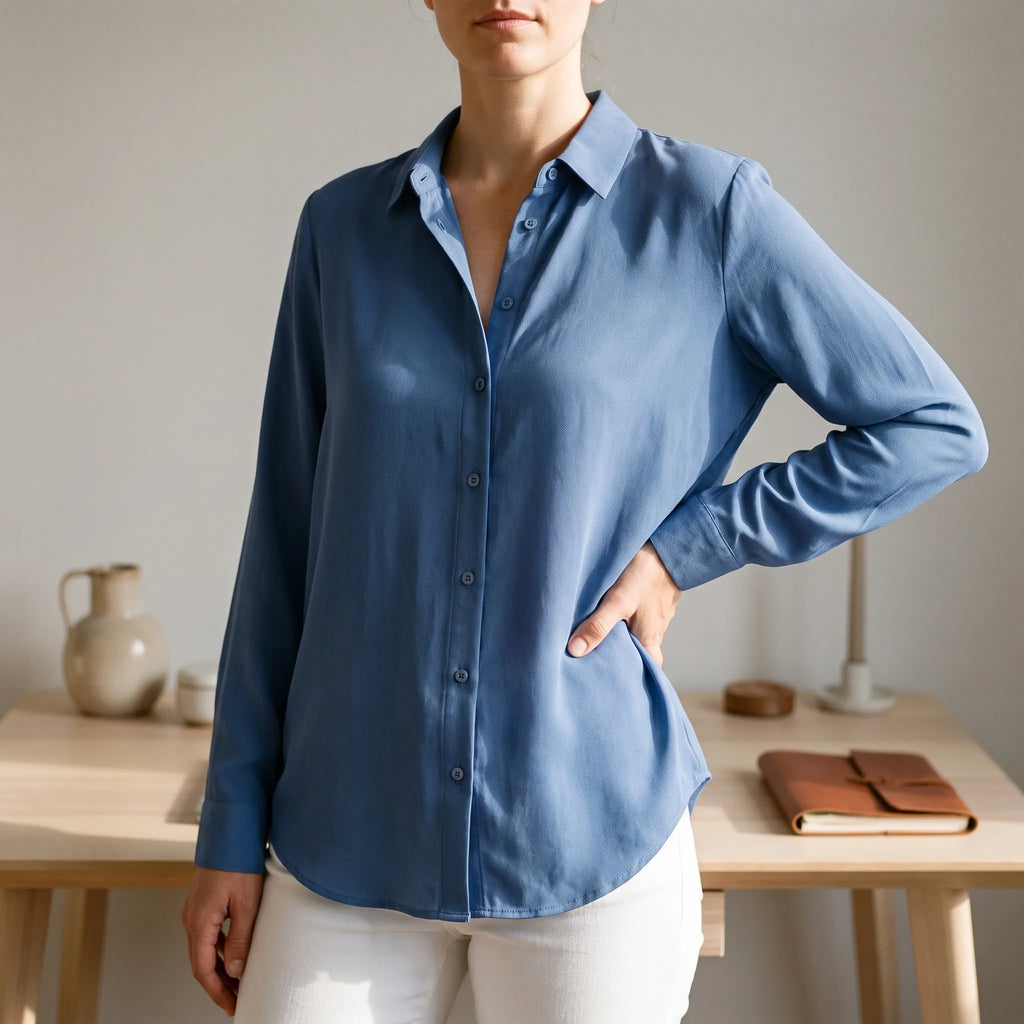 Verdosa  - Button-Front Collared Blouse Office Wear