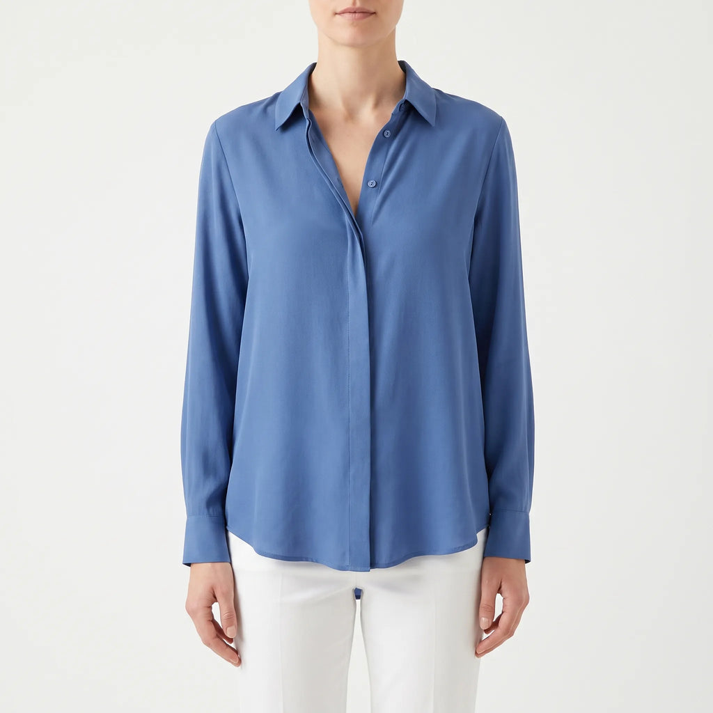 Verdosa  - Button-Front Collared Blouse Office Wear