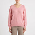 Vespera  - Brushed V-Neck Women's Jumper Layering Over Collared Shirts