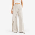 Women's high-waisted wide-leg trousers with an asymmetric wrap front