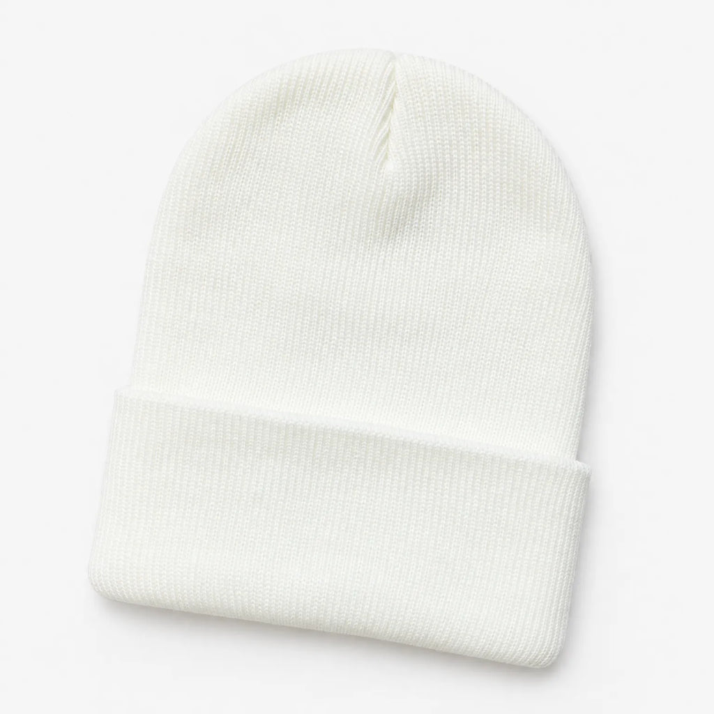 Ribbed knitted beanie hat with a turn-up cuff