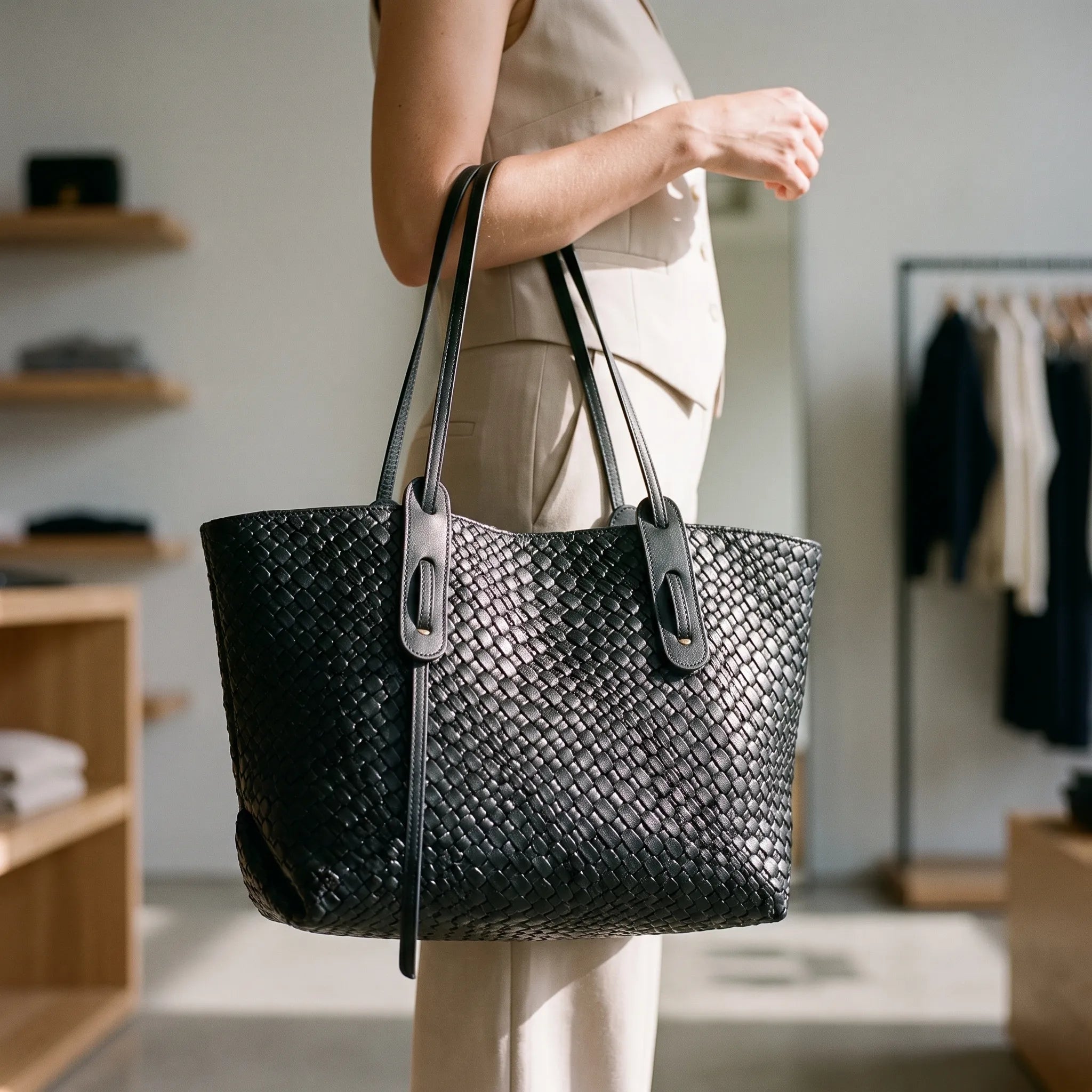 Vittora  - Woven Texture Tote Bag Daily Commuting