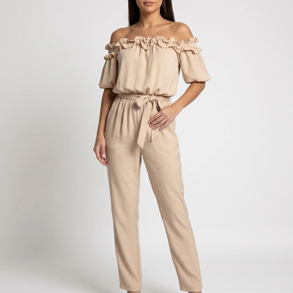 Volanta  - Off-Shoulder Ruffled Summer Jumpsuit Wedding Guest Attire