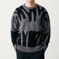 Men's grey and black abstract graphic crew neck jumper with long sleeves