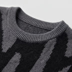 Men's grey and black abstract graphic crew neck jumper with long sleeves