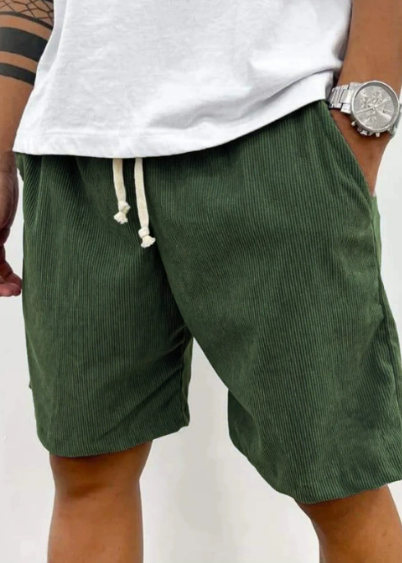 Men's ribbed corduroy-style drawstring shorts with side pockets