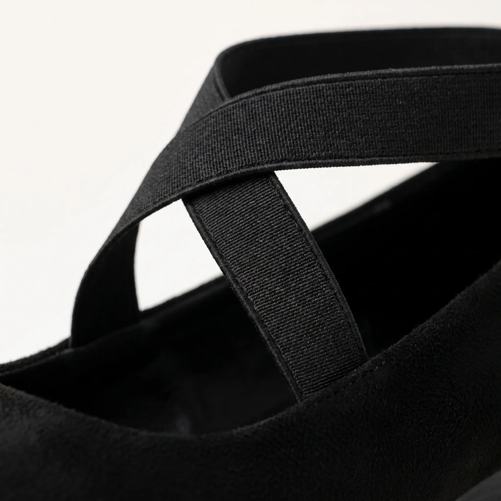 Pointed-toe wedge ballet flats with crossed ankle straps