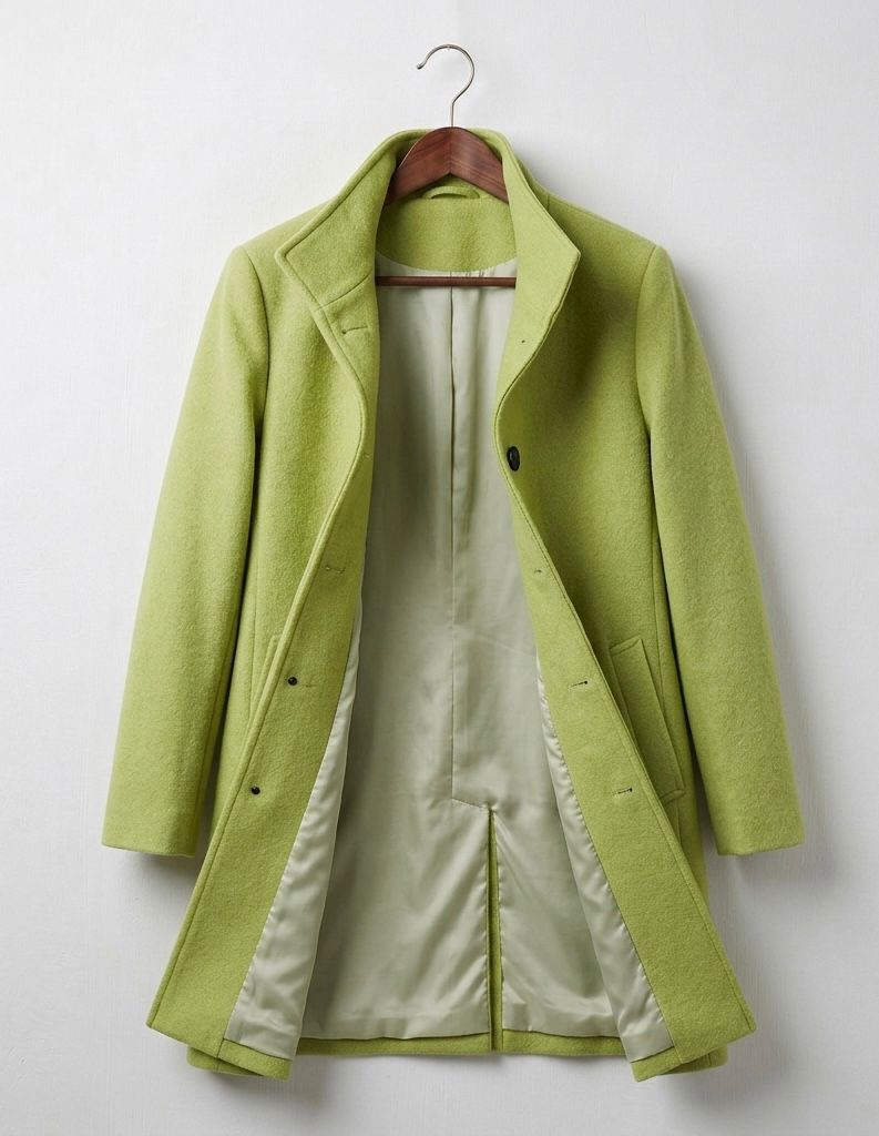 Women's long tailored coat with notched lapels, button front and welt pockets