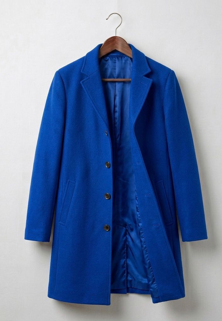 Women's long tailored coat with notched lapels, button front and welt pockets