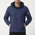 Men's hooded windbreaker jacket with full zip and zipped pockets