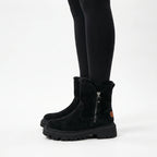 Women's lined ankle boots with side zips and chunky lug soles