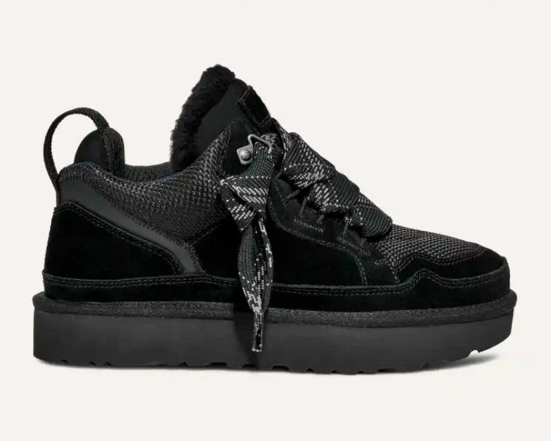 Women's high-top trainers with patterned laces and thick platform soles