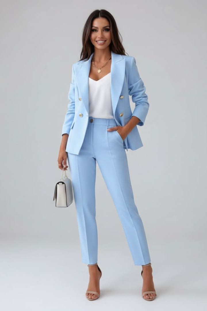Women's tailored blazer and slim ankle-length trouser suit set