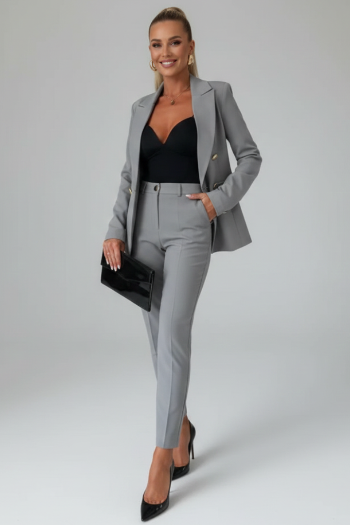 Women's tailored blazer and slim ankle-length trouser suit set