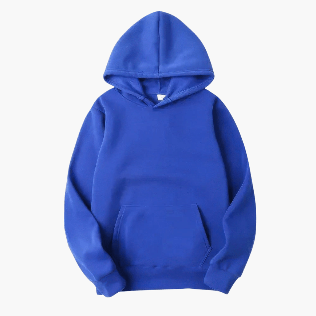 Men's plain pullover hoodie with hood, long sleeves and kangaroo pocket