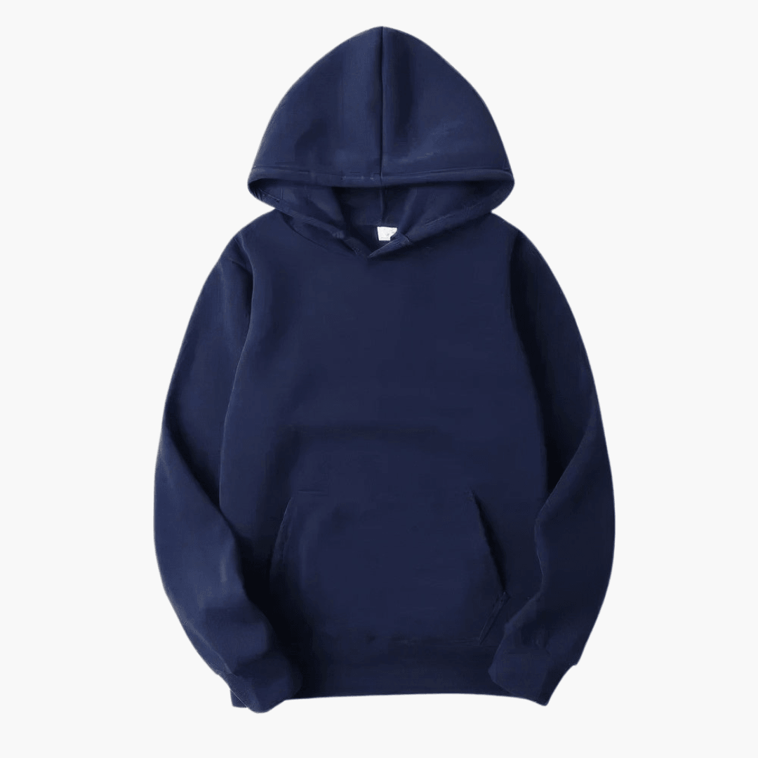 Men's plain pullover hoodie with hood, long sleeves and kangaroo pocket