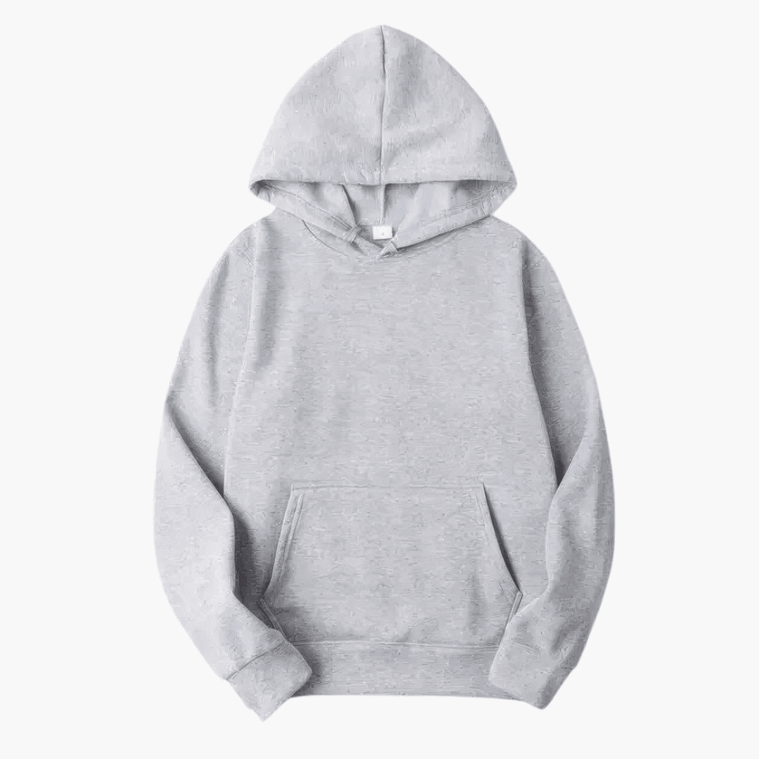 Men's plain pullover hoodie with hood, long sleeves and kangaroo pocket