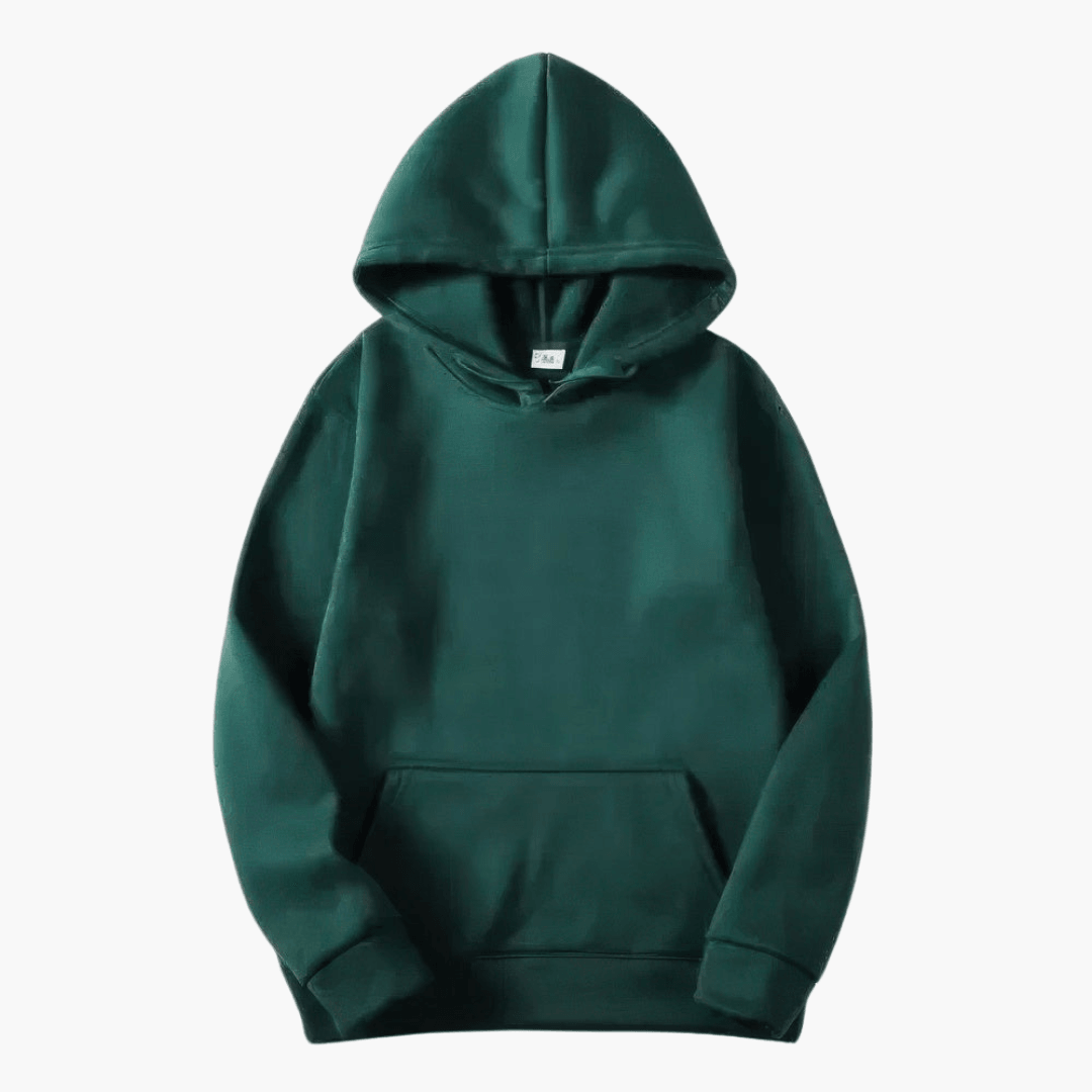 Men's plain pullover hoodie with hood, long sleeves and kangaroo pocket